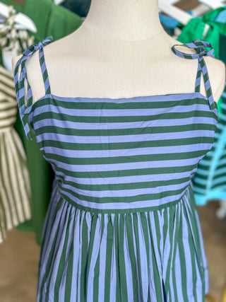 Hunter Green & Blue Striped Sweet Little Tank Top