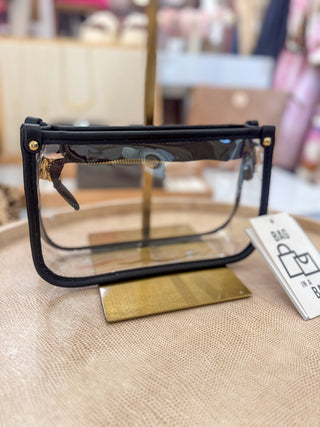 Black Jessica Stadium Clear Crossbody Bag w/ Chain Accent