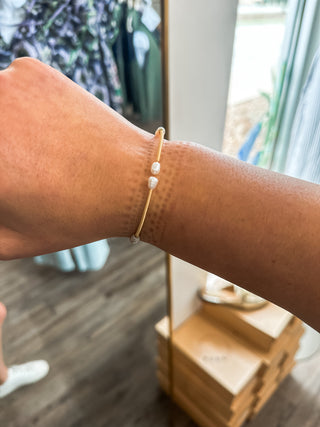 Wrapped White Pearl Gold Plated Bracelet