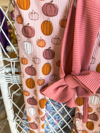 Pink Pumpkin Zippie & Bow Headband Set