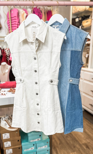 Chelsea's Cody Johnson Cream Denim Concert Dress