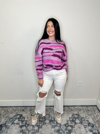 Lilac Waved Print Sweater