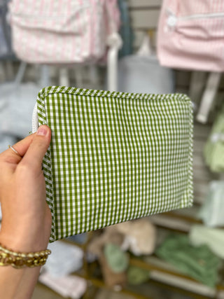 TRVL Moss Gingham Large Roadie Zip Pouch