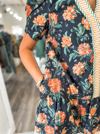 Petal & Pinstripes Mini Dress