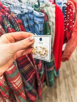 Hammered Gold Hoop W/ Pearl 1" Earring