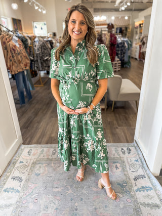 Green Chateau Nights Midi Dress