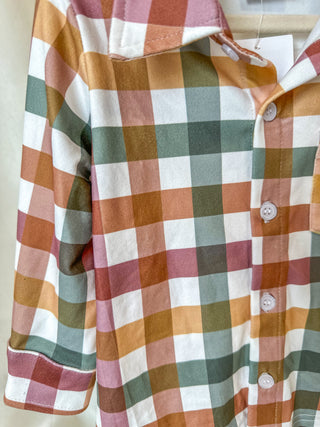 Fall Plaid Boy Button Down Shirt