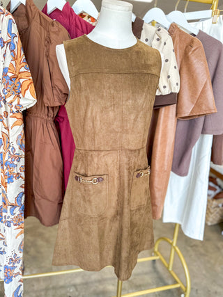 Brown Saddle & Suede Mini Dress