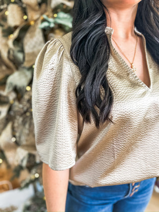 Taupe Love Story Short Sleeve Top