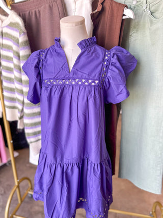 Purple Grace Eyelet Mini Dress