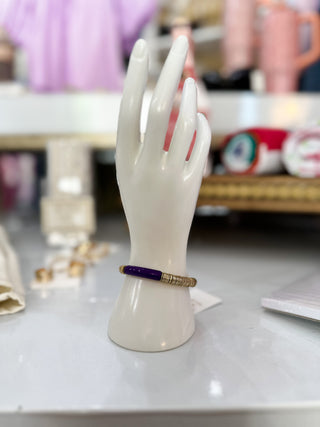 Purple with Gold Discs Bamboo Bangle