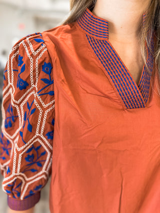 Rust Sunset Stitch Blouse