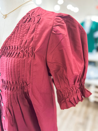 Burgundy Meadow Smocked Top