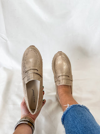 Golden Luxe Lift Platform Loafers - Pierre Dumas