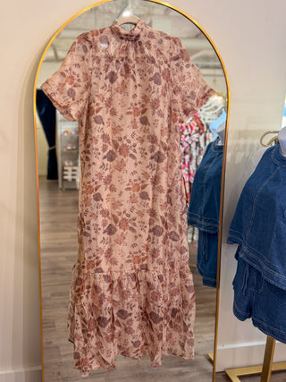 Taupe Wren Floral Maxi Dress
