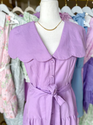 Lilac Love Story Scallop Collar Mini Dress