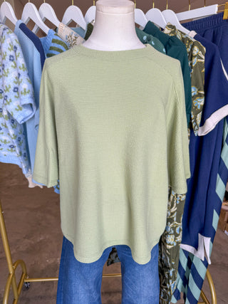 Desert Sage Cloudy Knit 3/4 Sleeve Top