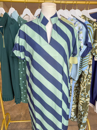 Sage & Navy Easygoing Striped Maxi Dress