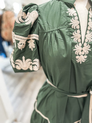 Green Lily Pad Lace Mini Dress