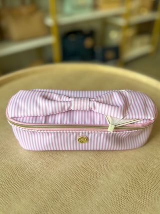 Pink Stripe Kiss and Makeup Mini Pouch