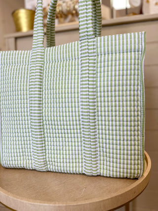 TRVL Pimlico Stripe Sage Quilted Go Go Tote