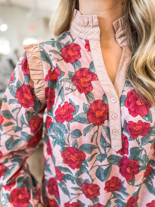 Rose Haven Ruffle Long Sleeve Blouse