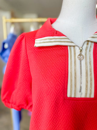 Coral Andie Half Zip Mini Dress