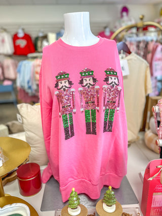 Nutcracker March Sequin Sweatshirt Pink/Green