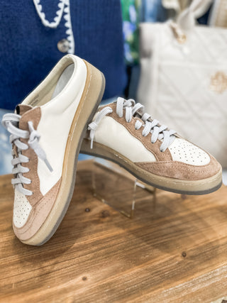 Sabot Beige W/ Grey Star Open Back Slip-On Sneakers