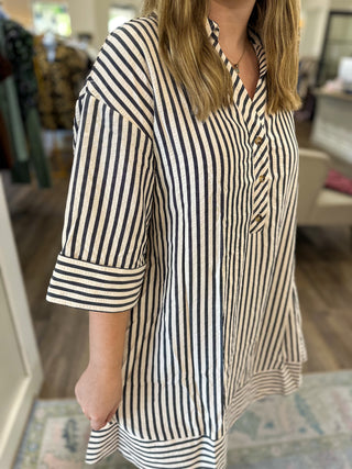 Black Causal Weekend Stripe Mini Dress