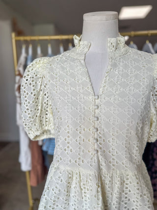 Cream Eloise Eyelet Peplum Top