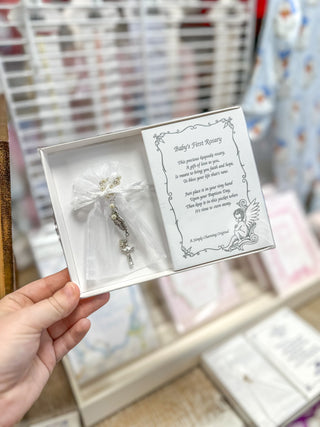 White Baby's First Rosary Gift Box