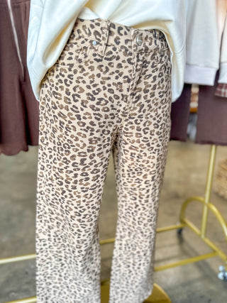 Leopard Evelyn Mid Rise Ankle Slim Straight Denim Jeans