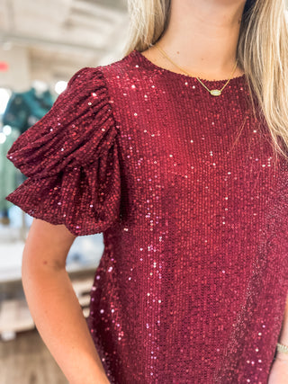Wine Time to Shine Sequin Top