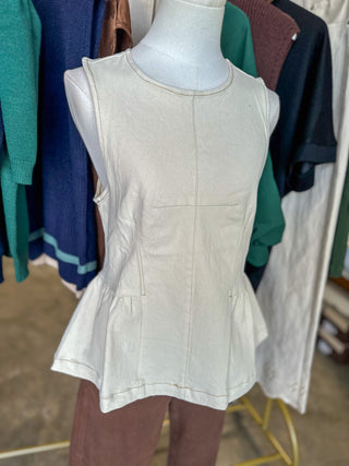 Ecru Tailored & Timeless Peplum Top