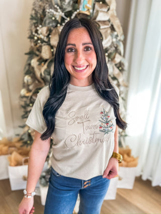 Small Town Christmas Embroidered Tee