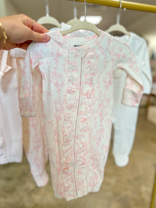 Floral Pink Ruffled Zippie Gown