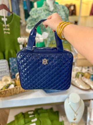Navy Patent Large Punta Cana Cosmetic Travel Case | Caroline Hill