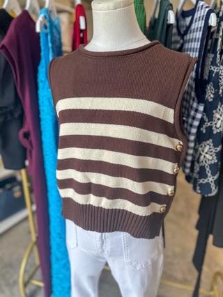 Brown Uptown Stripe Sweater Tank