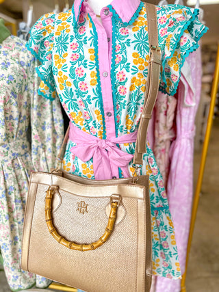 Woven Gold Palmer Tote | Caroline Hill