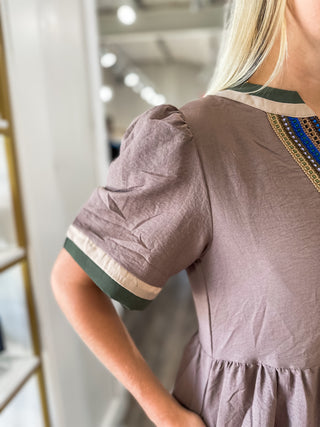 Mocha Woven Horizon Mini Dress
