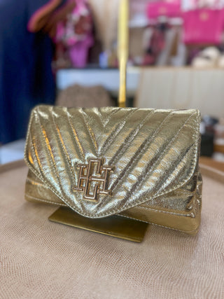 Glimmer Gold Brandy Crossbody | Caroline Hill