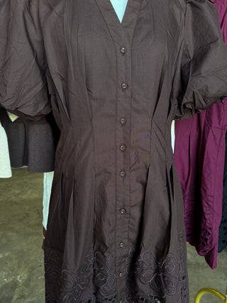 Brown Millie Cutwork Mini Dress