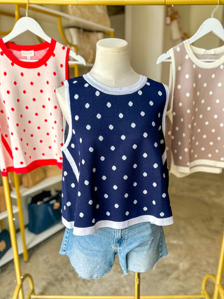 Navy Classic Dot Knit Tank