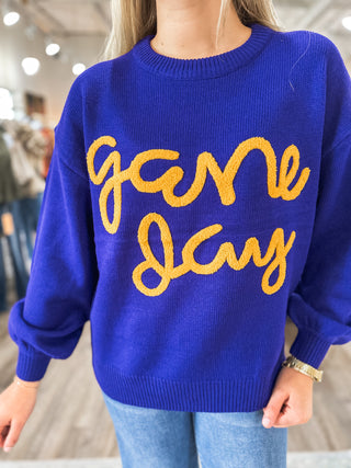Purple/Yellow Gameday Light Weight Football Sweater
