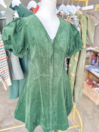 Hunter Green Autumn Ember Zip Mini Dress