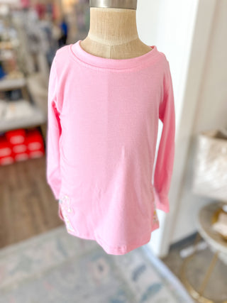 Floral Bow Embroidery Girls Sweatshirt