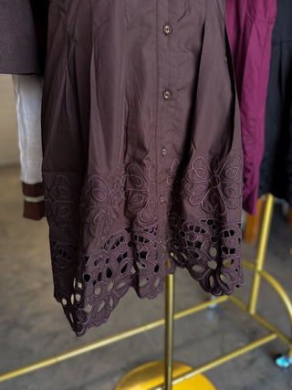Brown Millie Cutwork Mini Dress