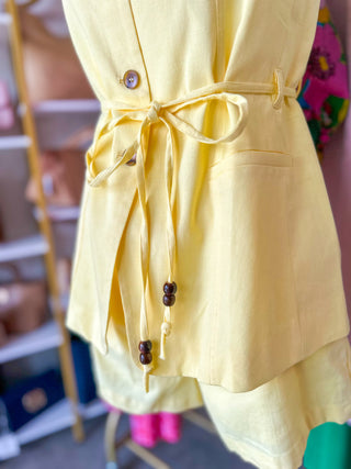The Lemon Yellow Street Style Sweetheart Shorts Set