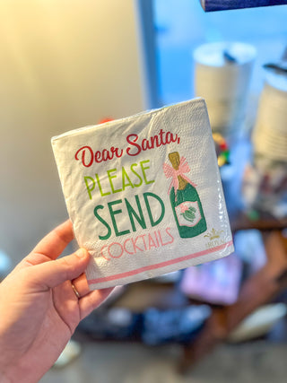 Dear Santa Cocktail Napkins White/Green/Pink